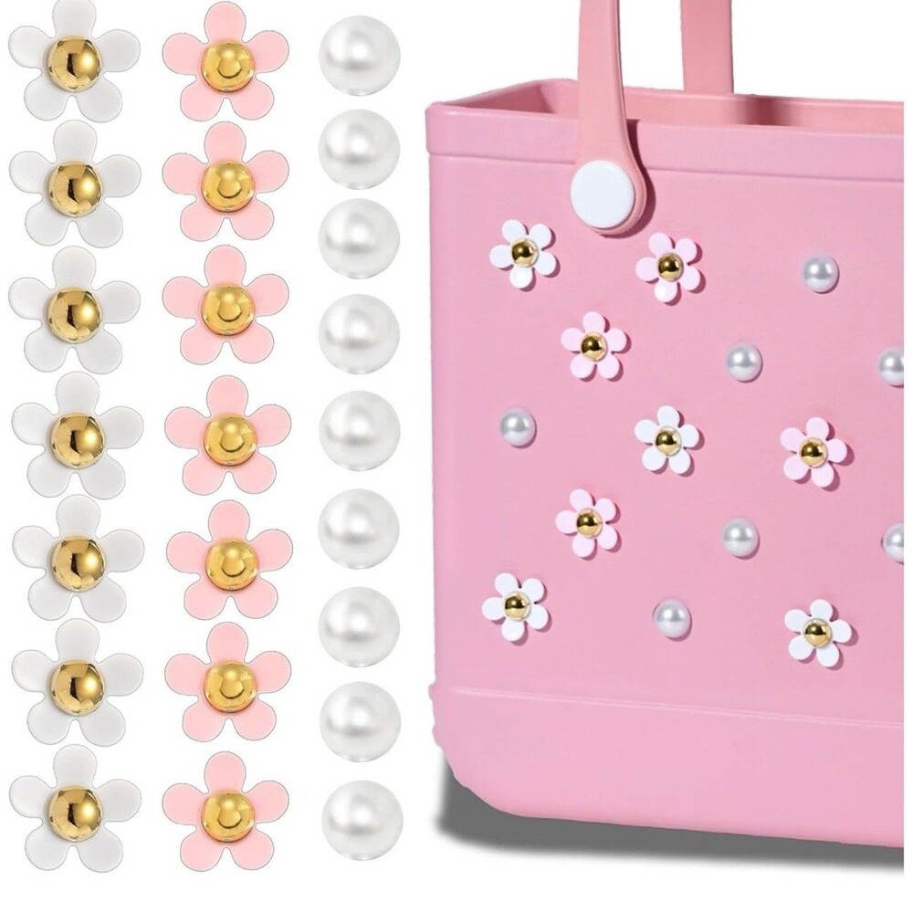 Mon Caramel Resin Beach Bag Accessories Charms, Daisy Flower Bag Charms